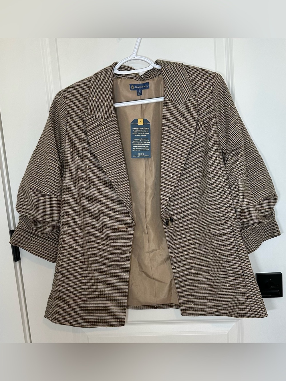 Democracy Brown Houndstooth Blazer Jacket